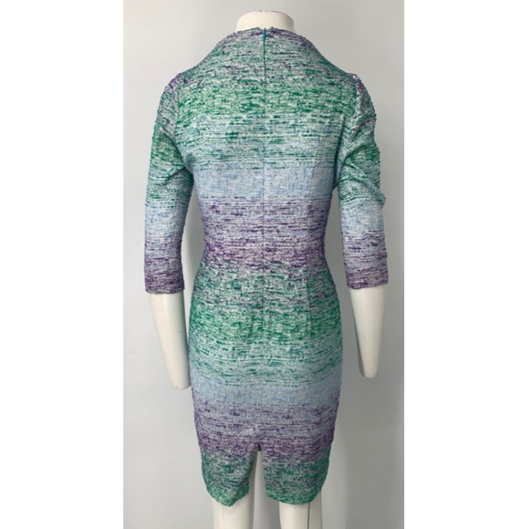 Cavalli Class Purple Green Blue Stripe Tweed Dress sz 10 - Picture 2 of 5